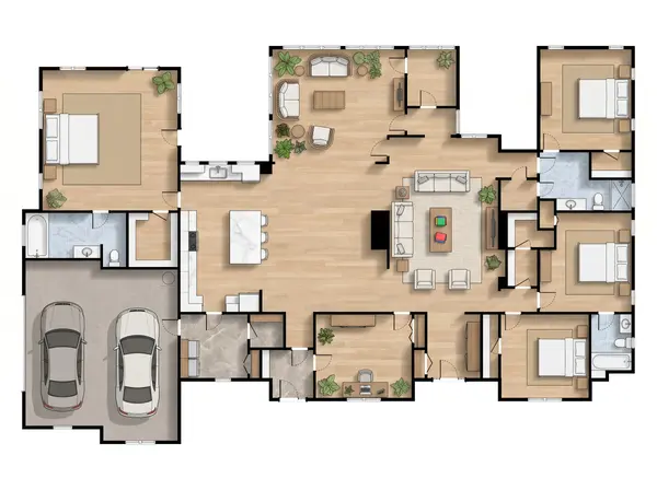 Spacious Dark 5-Bed House floorplan