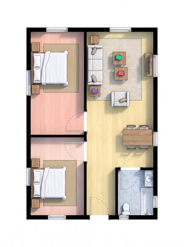 Compact Earthy 1-Bed floorplan