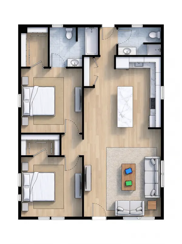 Cozy Bright 1-Bed Home floorplan
