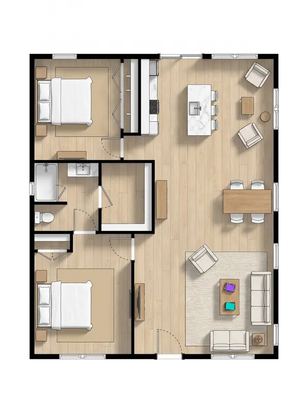 Bright 1-Bed Home floorplan