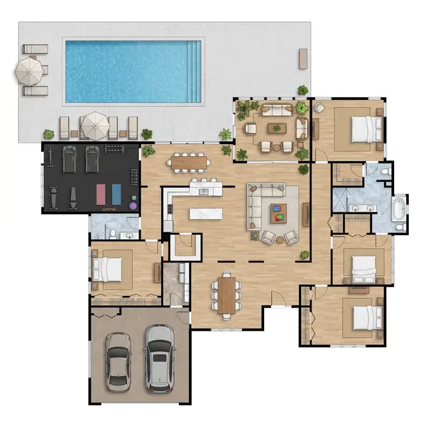 Industrial 4-Bed House floorplan