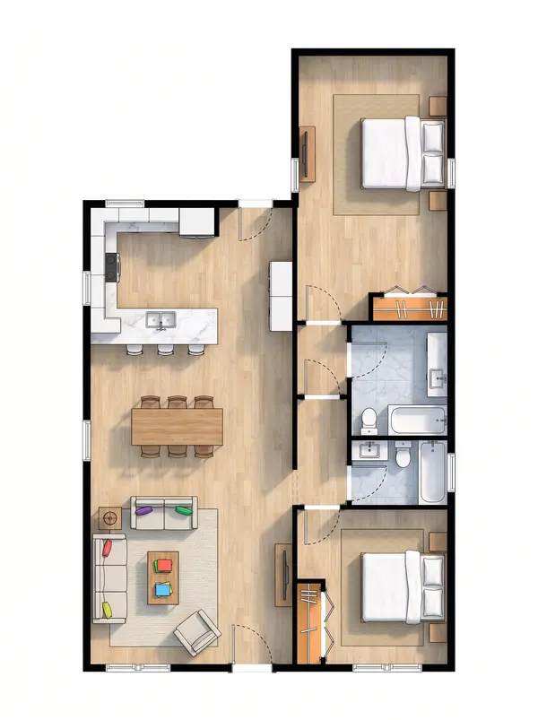 Compact Earthy 1-Bed Home floorplan