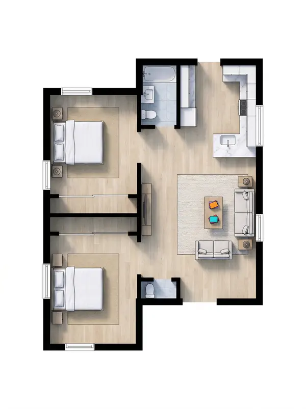 Compact 1-Bed Industrial floorplan