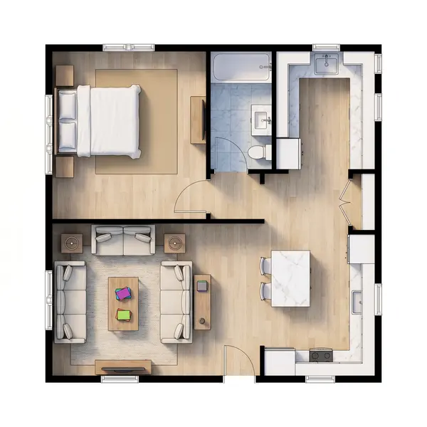 Earthy 1-Bed Home floorplan