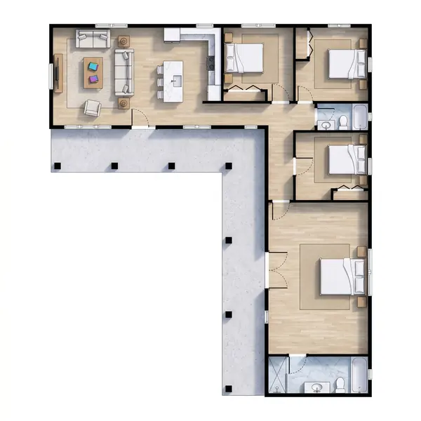Cozy Bright 4-Bed floorplan