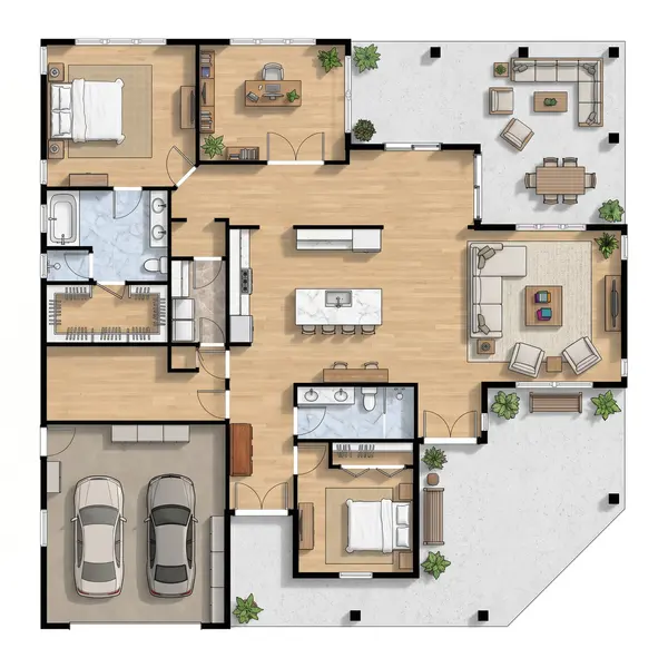 Spacious Industrial 1-Bed House floorplan
