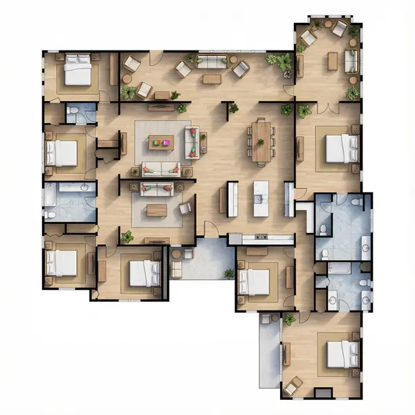 7 Bed 4 Bath House Plan floorplan
