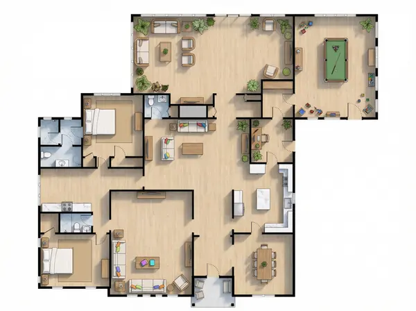 2 Bed 3 Bath House Plan floorplan