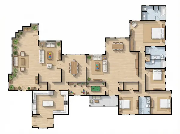 4 Bed 4 Bath House Plan floorplan