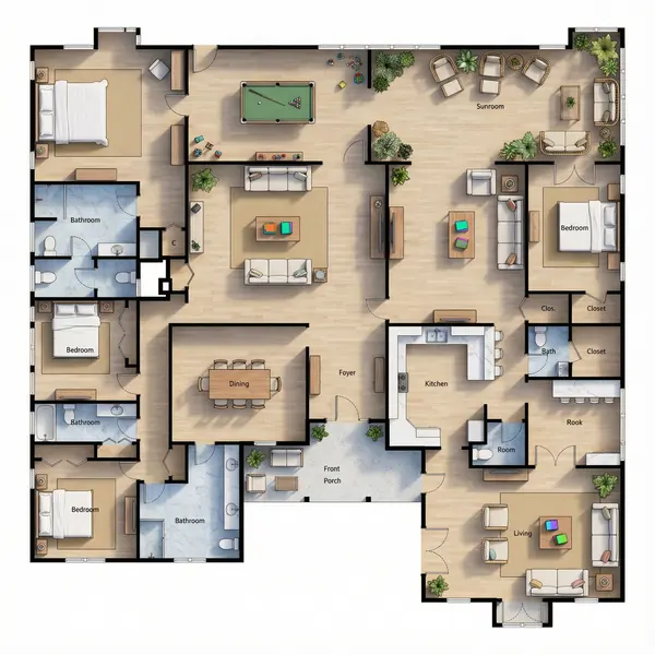 Bright 4-Bed Home floorplan