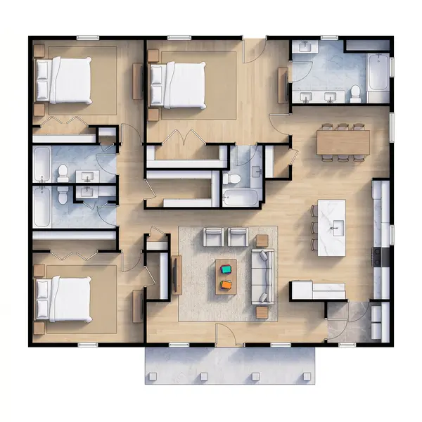 Cozy Earthy 3-Bed Home floorplan