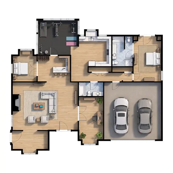 Sleek Industrial 2-Bed floorplan