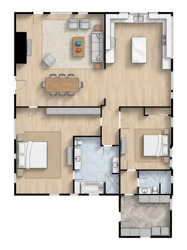 Spacious Earthy 1-Bed Home floorplan