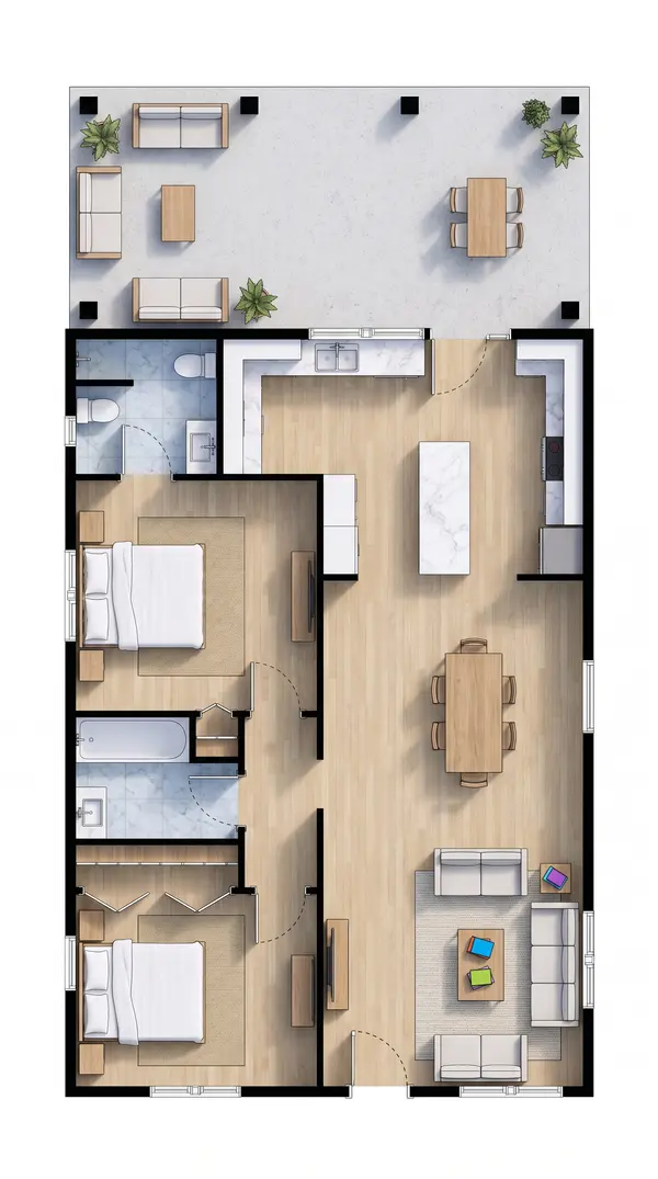 Earthy 1-Bed House floorplan