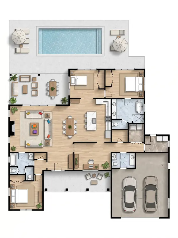 Bright 2-Bed with Attached Garage floorplan