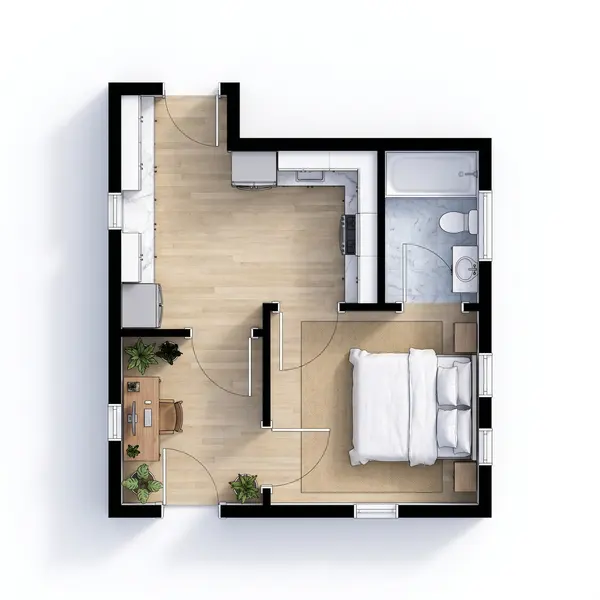 Compact Industrial 1-Bed floorplan