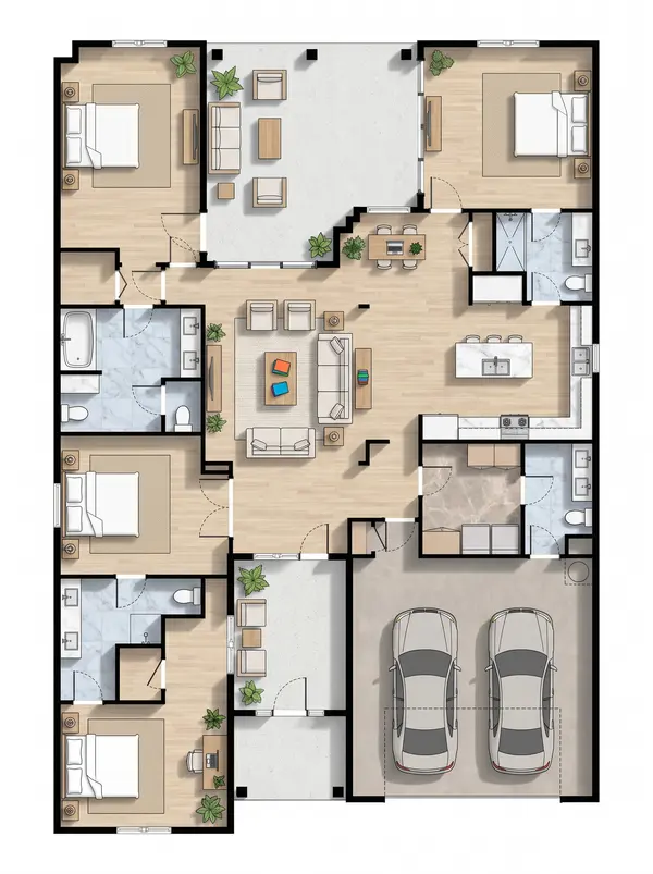 Spacious Earthy 2-Bed Home floorplan