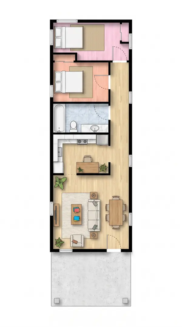 Cozy Earthy 1-Bed floorplan