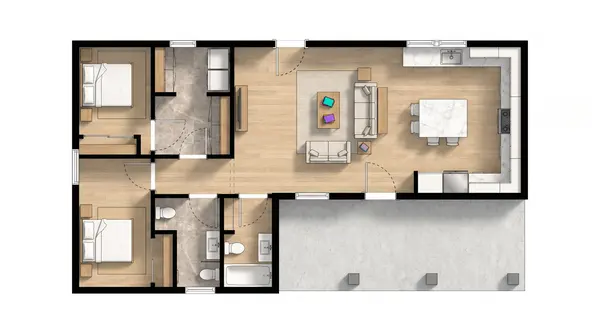 Cozy Rustic 1-Bed floorplan
