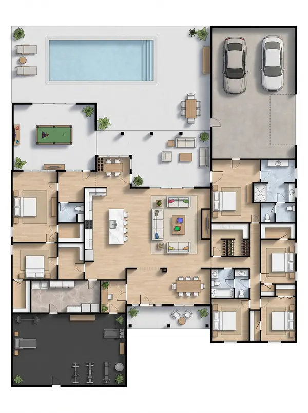 Sprawling Dark 6-Bed House floorplan