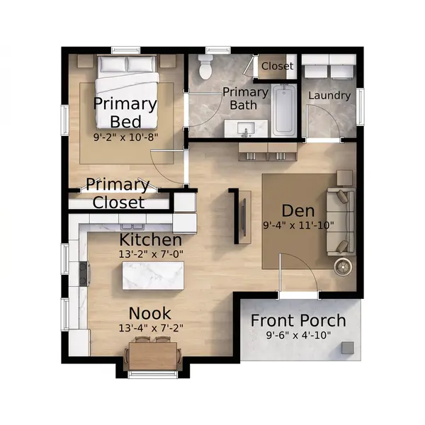 Cozy Classic 1-Bed floorplan