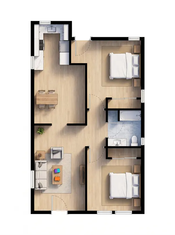Industrial Tiny 2-Bed Home floorplan