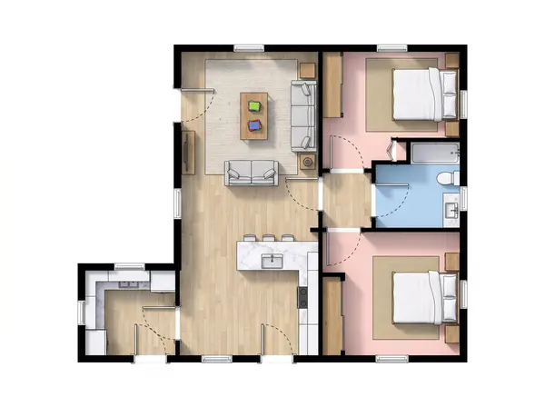 Compact Industrial 2-Bed floorplan