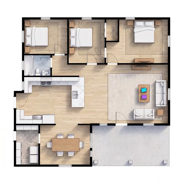Compact Industrial 2-Bed Home floorplan