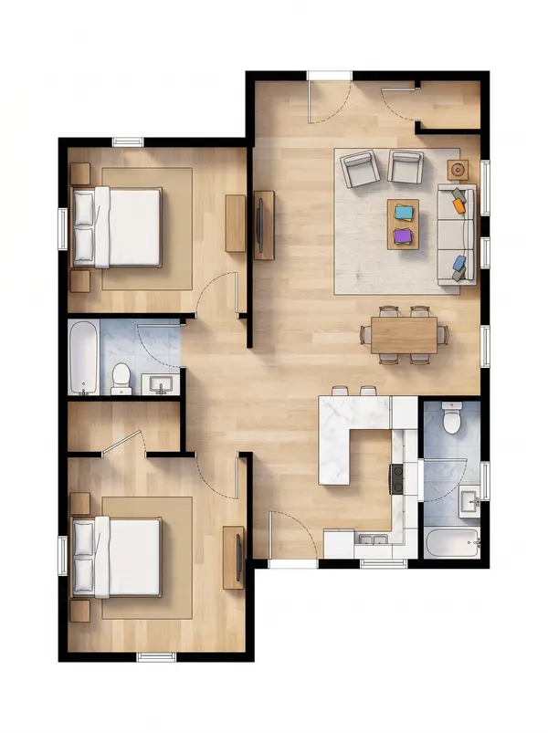 Compact Classic 2-Bed floorplan
