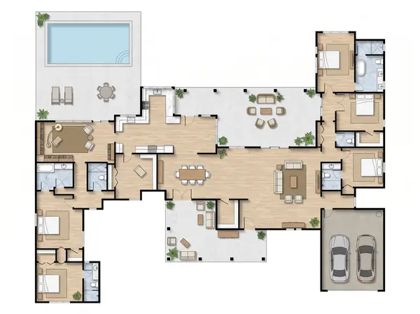 Sprawling Dark 6-Bed floorplan