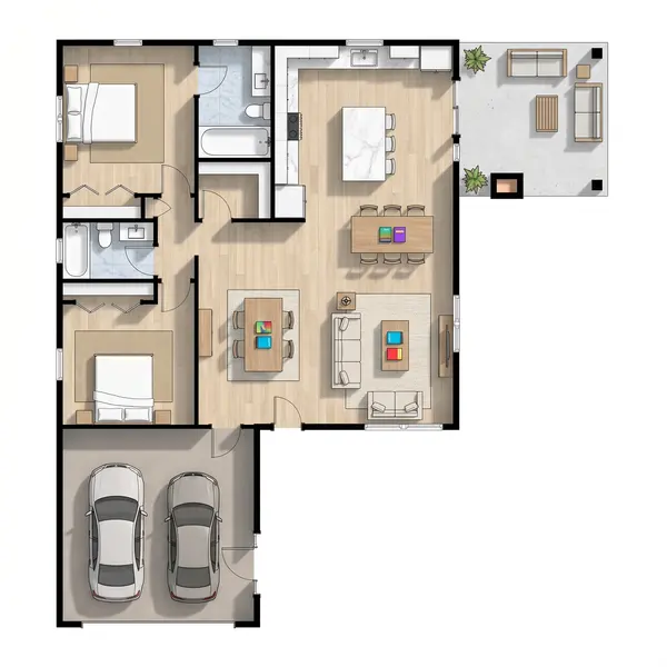 Compact Dark 2-Bed floorplan