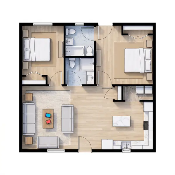 Compact Bright 2-Bed floorplan