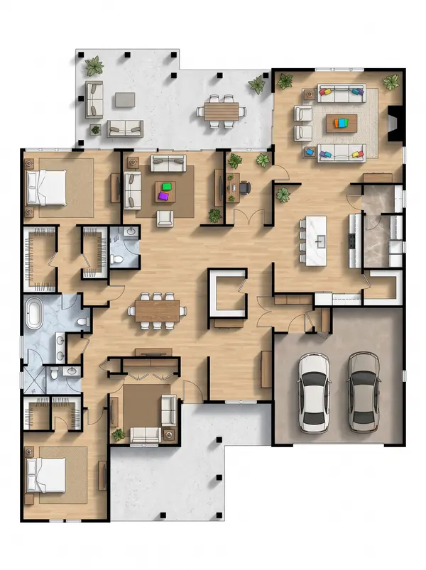 Sleek Industrial 2-Bed Home floorplan