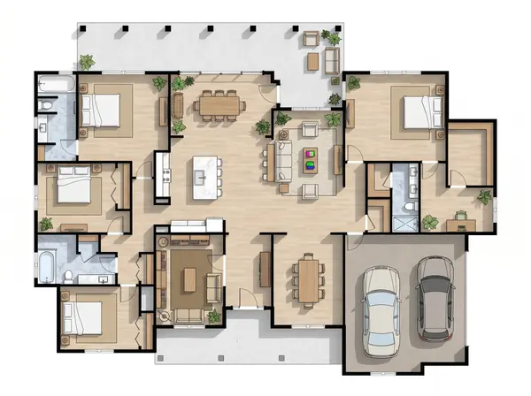 Bright 3-Bed with Garage floorplan