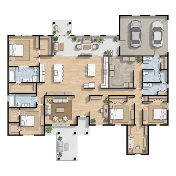 Spacious Dark 4-Bed floorplan