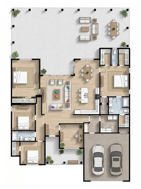 Dark 4-Bed Ranch floorplan