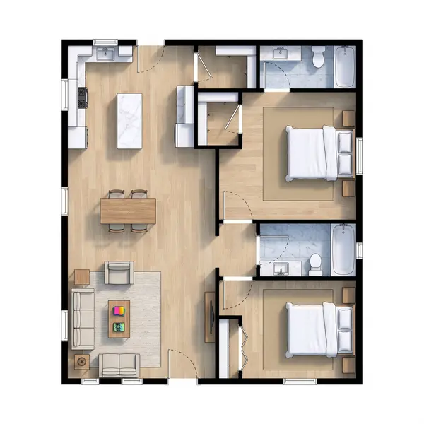 Earthy Stone 2-Bed Home floorplan