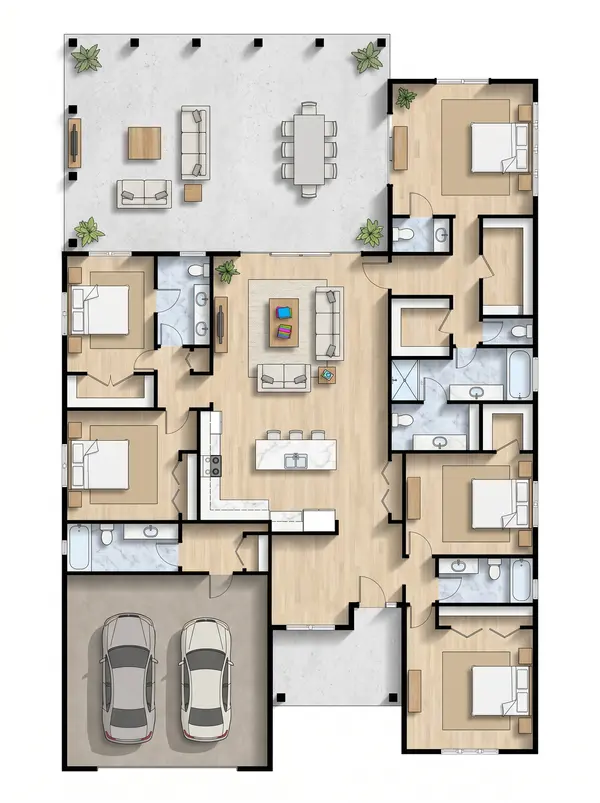 Spacious Industrial 5-Bed floorplan