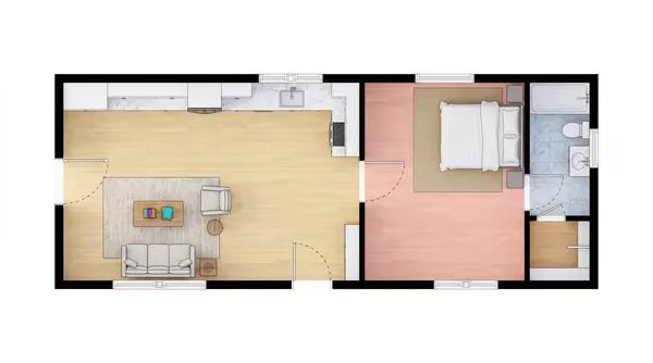 Compact Dark 1-Bed floorplan