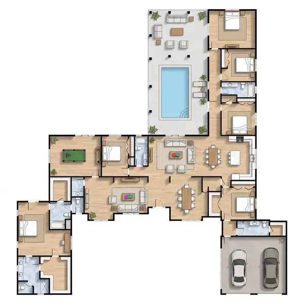 Sprawling 7-Bed Earthy floorplan