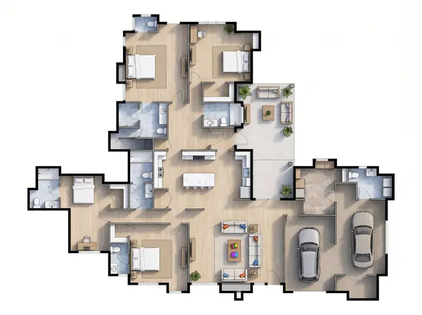 Expansive Industrial 7-Bed House floorplan