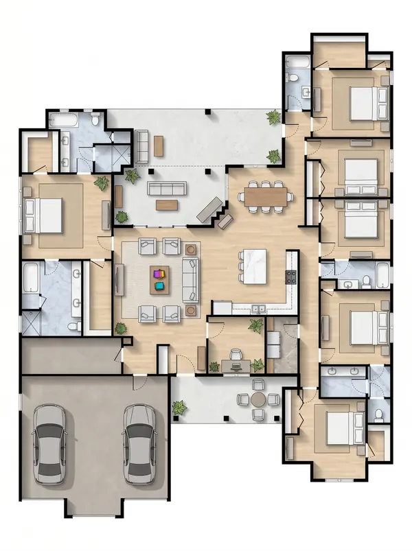 Sprawling Dark 6-Bed floorplan