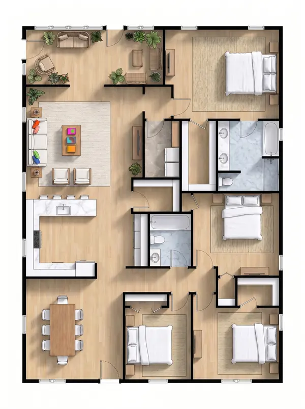 Cozy Earthy 3-Bed Residence floorplan