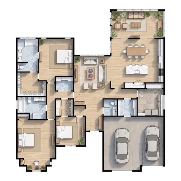 Sleek Dark 2-Bed floorplan