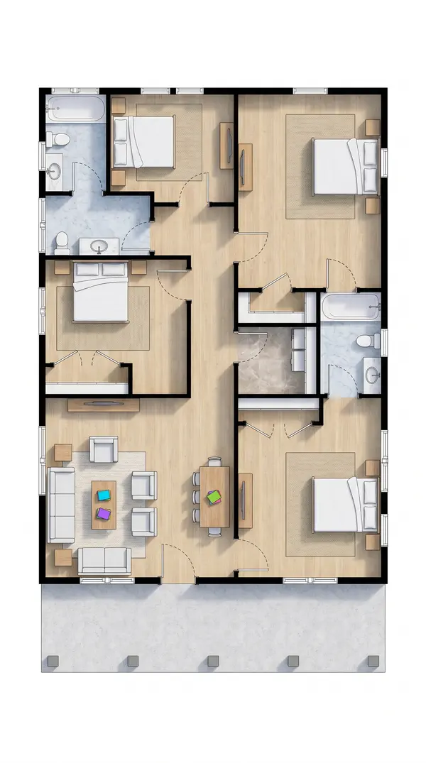 Spacious Earthy 1-Bed Home floorplan