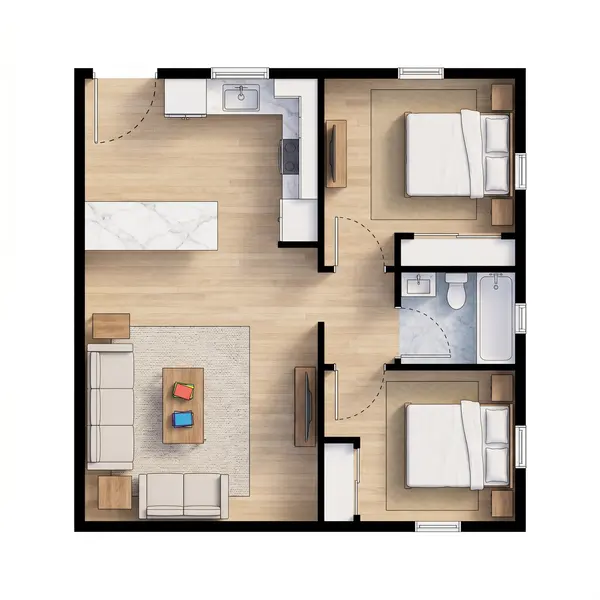 Cozy Earthy 2-Bed floorplan