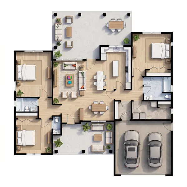 Spacious Earthy 2-Bed House floorplan