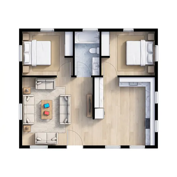 Compact Bright 2-Bed floorplan