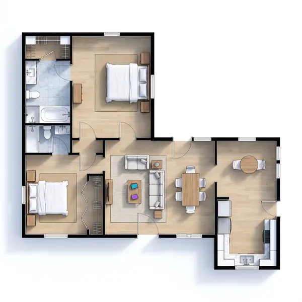 Compact Industrial 2-Bed floorplan