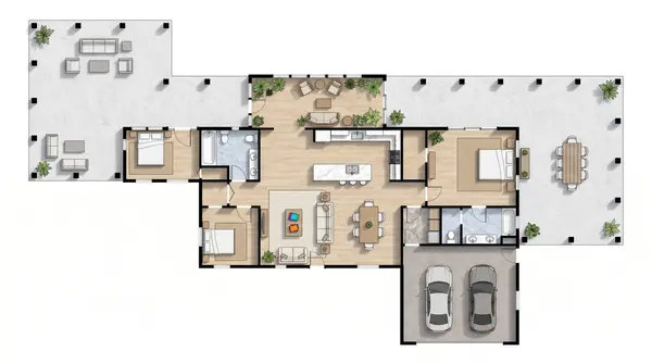 Sprawling 2-Bed Earthy floorplan